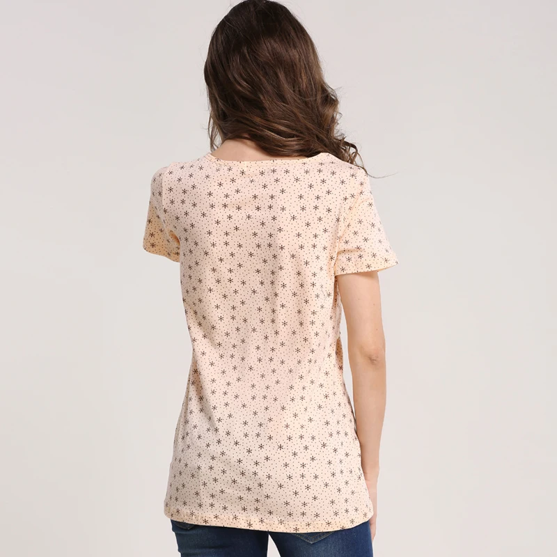 Camiseta de lactancia manga corta algodón cuello redondo posparto - imagen 5