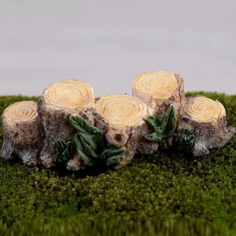 Figura miniatura de tocón de árbol para jardín de hadas - imagen 2