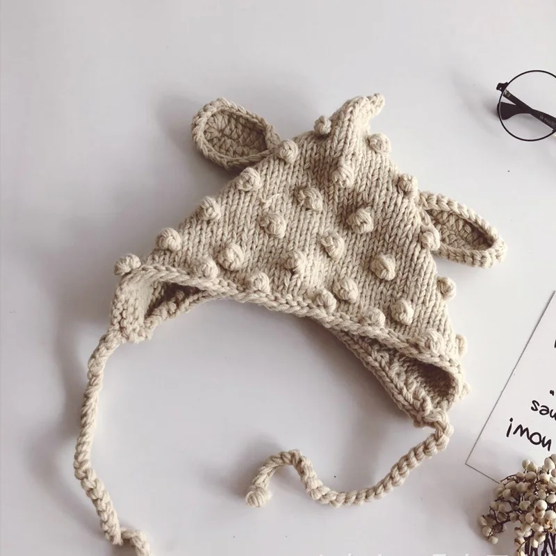 Gorro de punto con pompón para bebé recién nacido - imagen 2