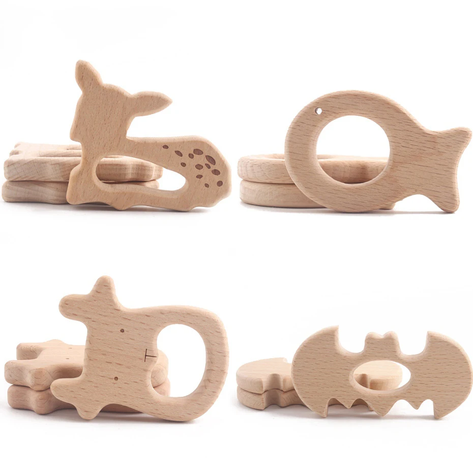 Set de mordedores de madera naturales