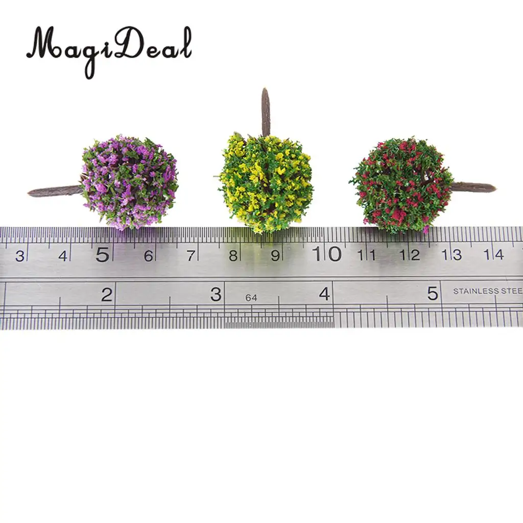 MagiDeal árboles esféricos para maquetas de tren con flores - imagen 3