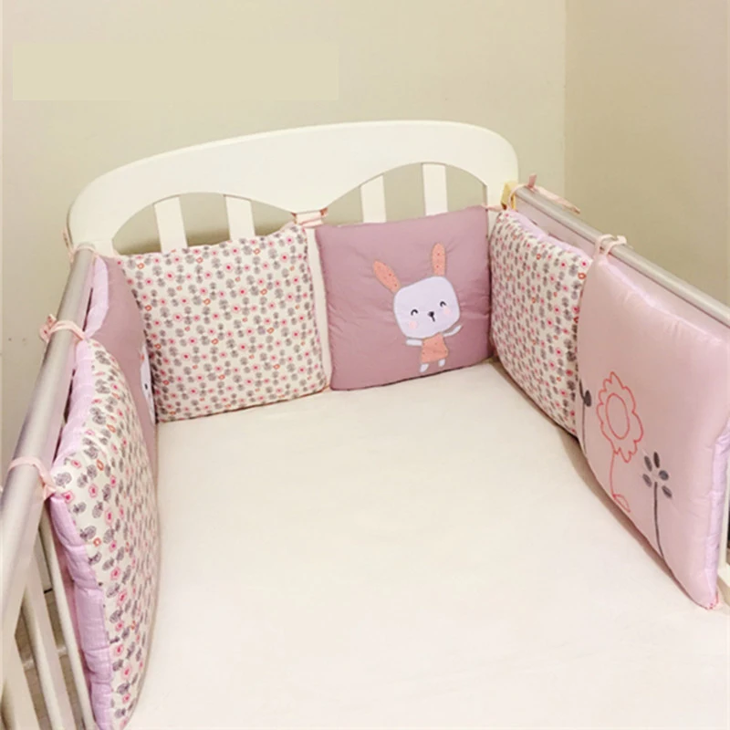 Parachoques cuna transpirable de bebé conejito, protector cama