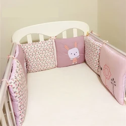 Parachoques cuna transpirable de bebé conejito, protector cama