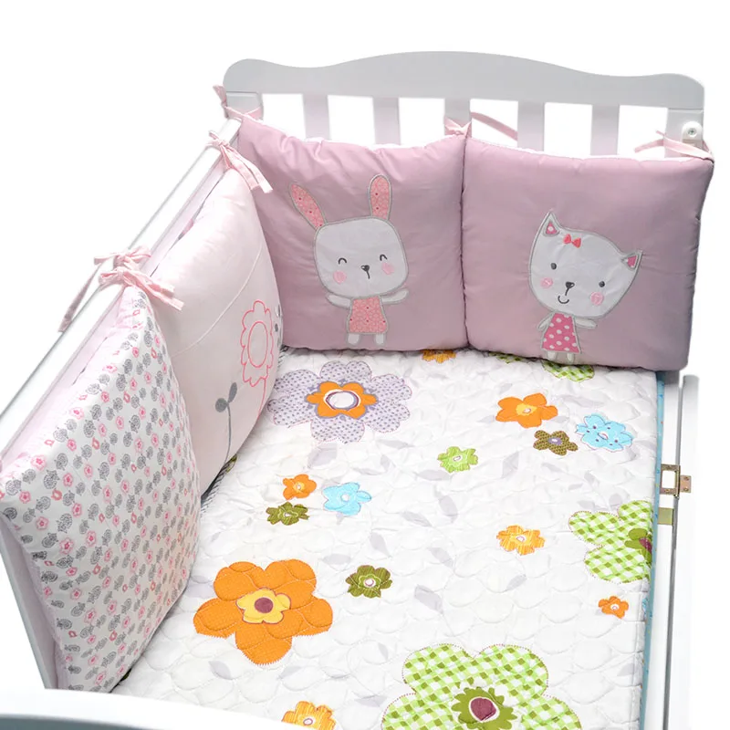 Parachoques cuna transpirable de bebé conejito, protector cama - imagen 4