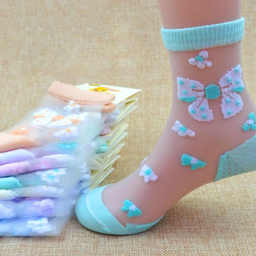 Calcetines para niñas con diseño de mariposa y fresa