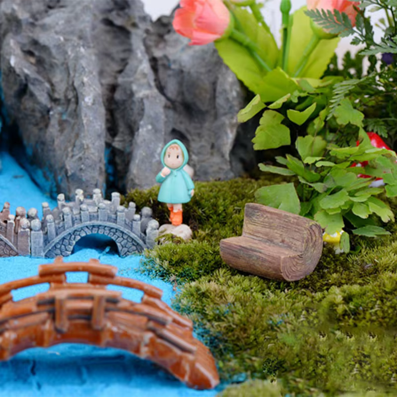 Estatua mini para jardín de hadas con forma de taburete de tocón - imagen 5