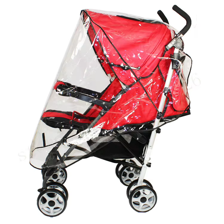 Cubierta de lluvia cochecito PVC con ventanas – protege viento y polvo - imagen 3