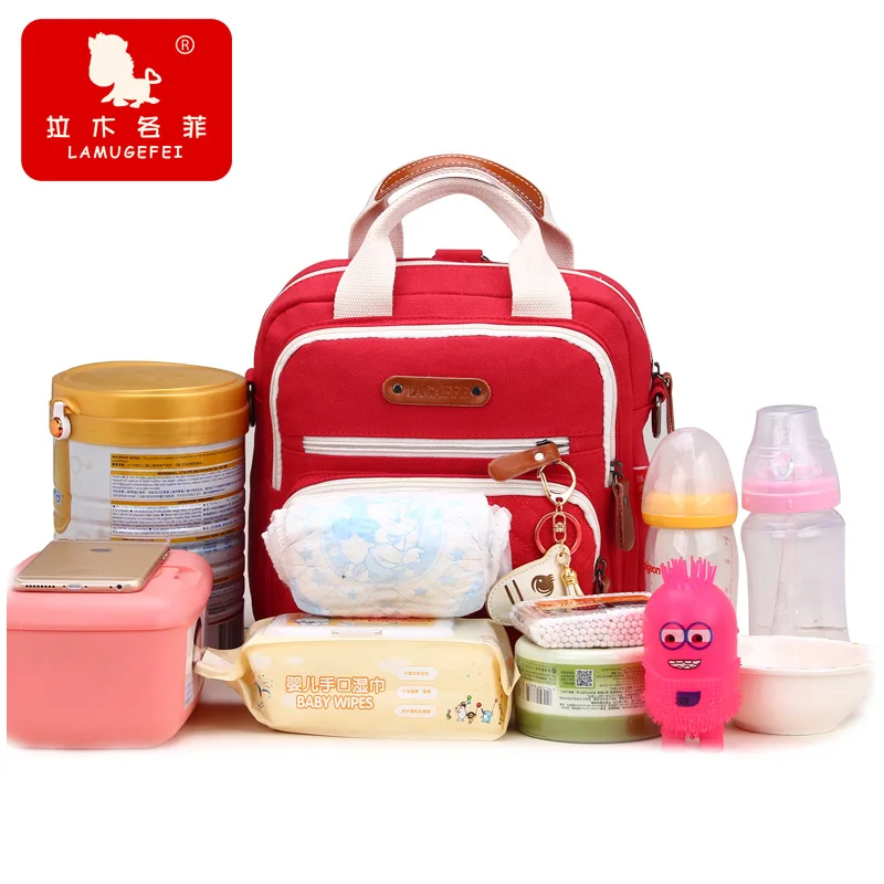 Bolsa para pañales de lona colorida maternidad mamá - imagen 2