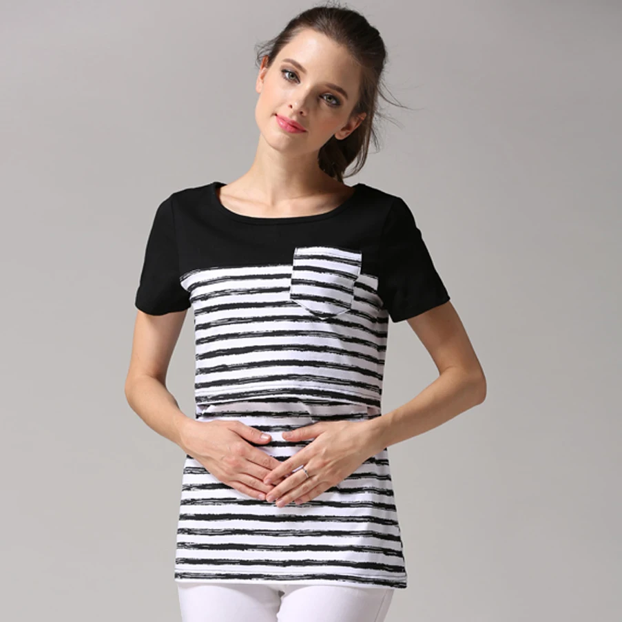 Camiseta de lactancia veraniega, manga corta, cómoda para mamá - imagen 2