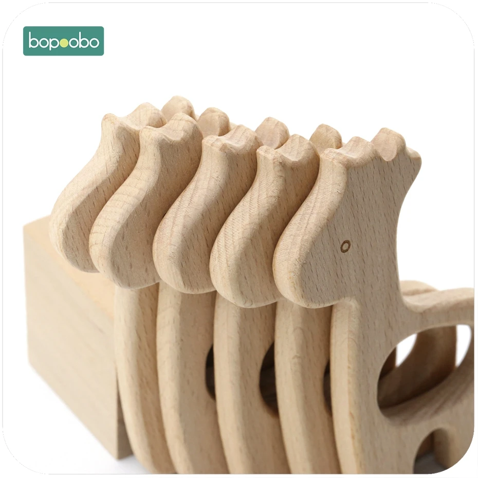 Bopoobo colgante de dentición de haya para masticar juguete sensorial - imagen 4