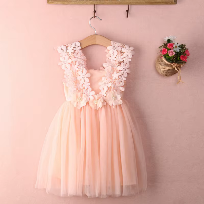 Vestido de fiesta con encaje y tul para niñas – Elegante con flores - imagen 5