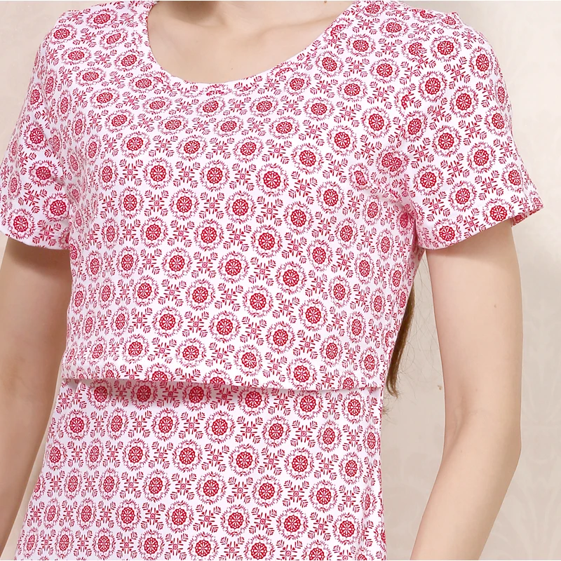 Camiseta de lactancia manga corta algodón cuello redondo posparto - imagen 3