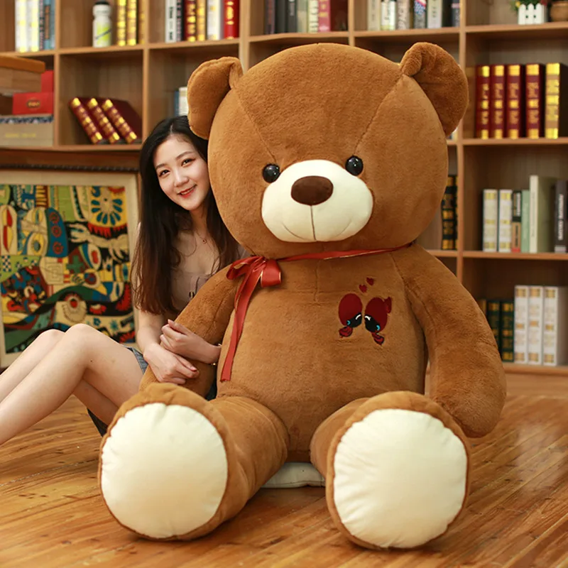 Oso de peluche grande suave con lazo, regalo cumpleaños - imagen 3