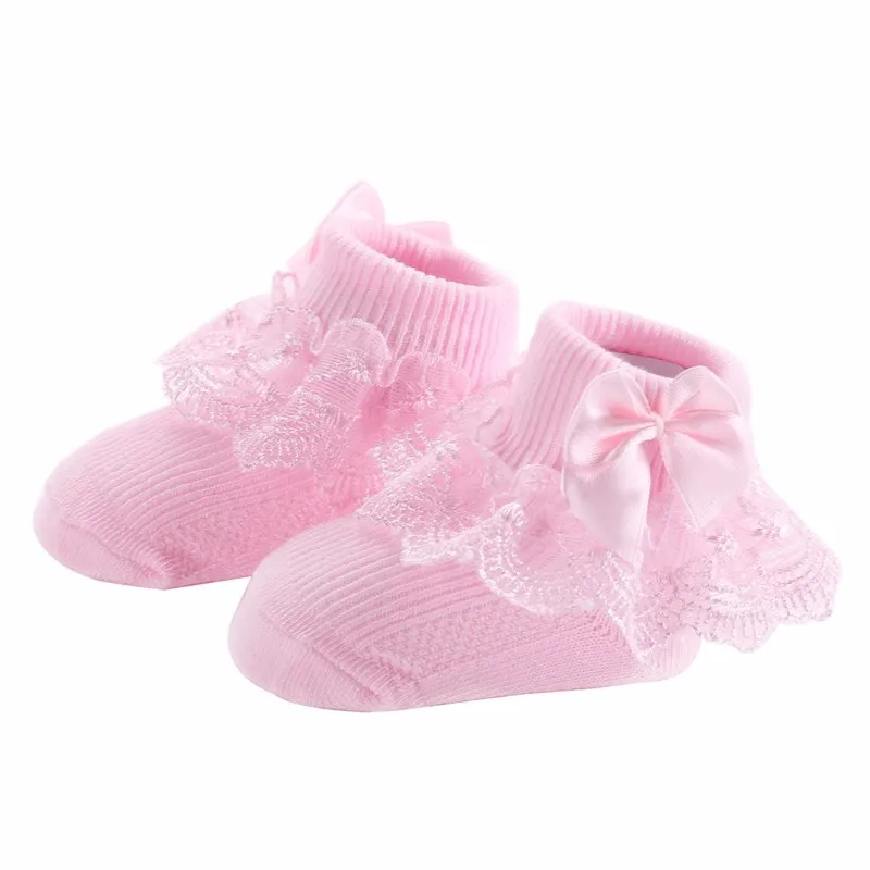 Calcetines de encaje con lazo para niña recién nacida - imagen 2