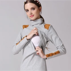 Vestido de lactancia de cuello alto para embarazo y otoño