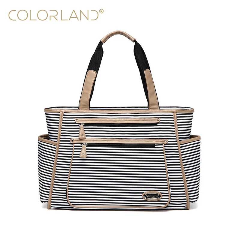 Bolsa de pañales Colorland a rayas blanco y negro para viaje - imagen 3