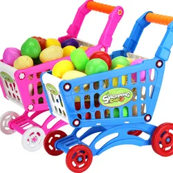 Carrito de compra infantil con frutas y verduras de juguete