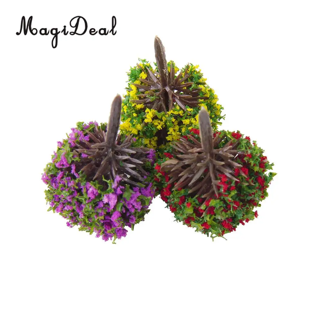 MagiDeal árboles esféricos para maquetas de tren con flores - imagen 5