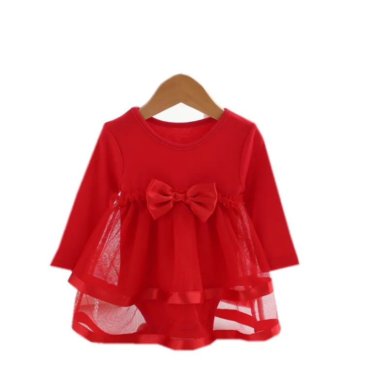 Vestido de algodón con lazo para bebé niña, estilo princesa - imagen 4