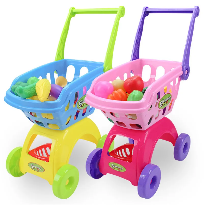 Carrito supermercado niños con frutas imitación set juego - imagen 2