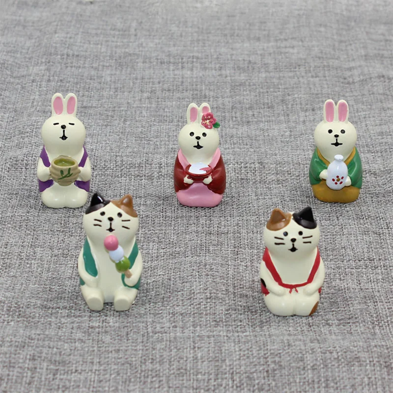 Decole Figuras en miniatura Conejo y Gato - Decoración infantil