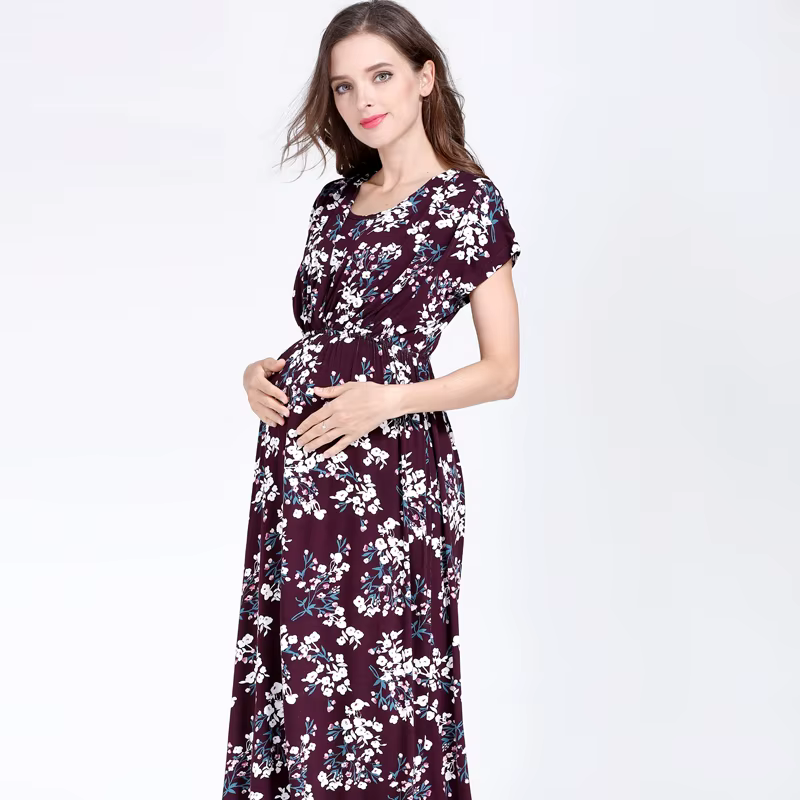 Vestido de lactancia modal con estampado floral y forma A verano - imagen 5