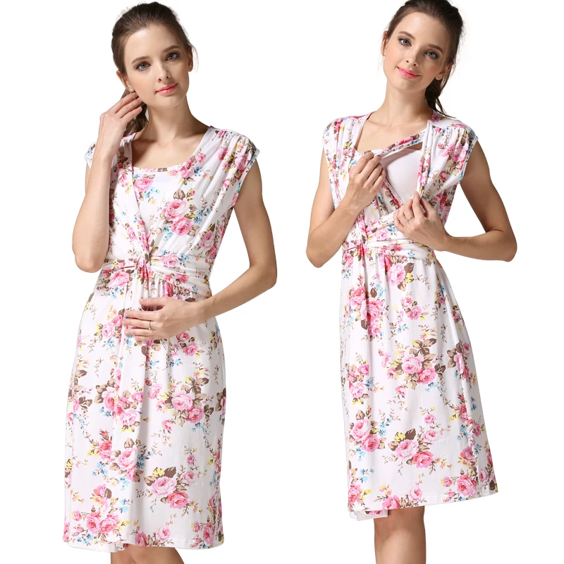 Vestido de lactancia floral con nudo trenzado y apertura discreta - imagen 3