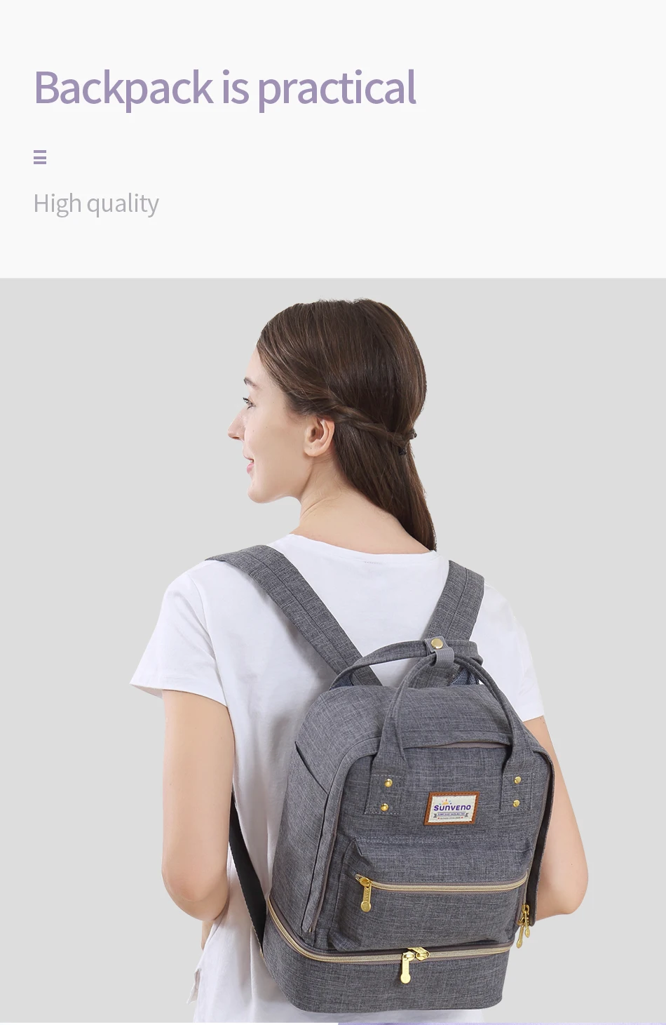 Interior de la bolsa con espacio para biberones