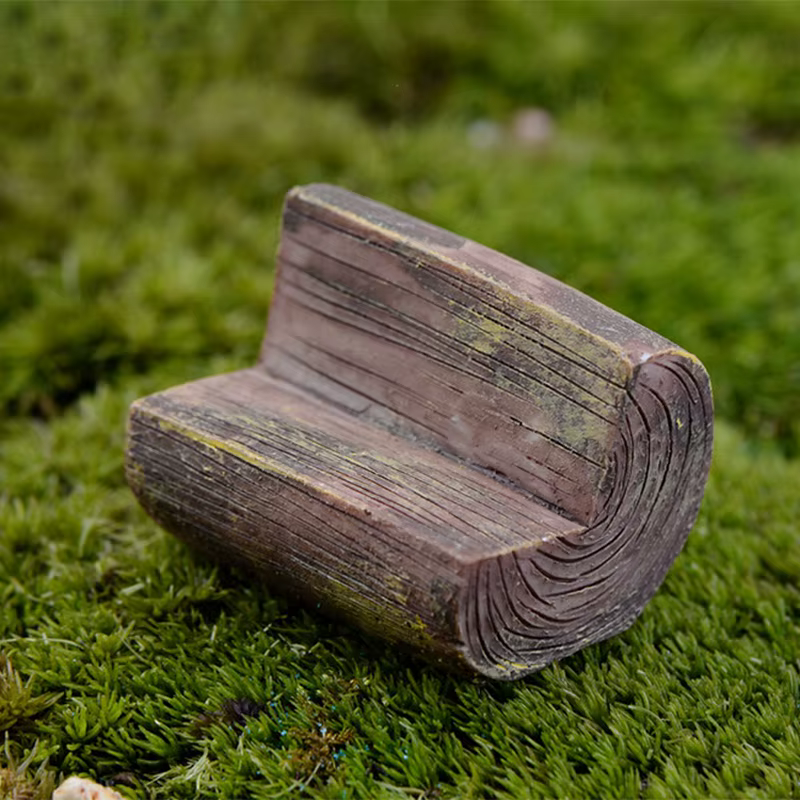 Estatua mini para jardín de hadas con forma de taburete de tocón - imagen 4