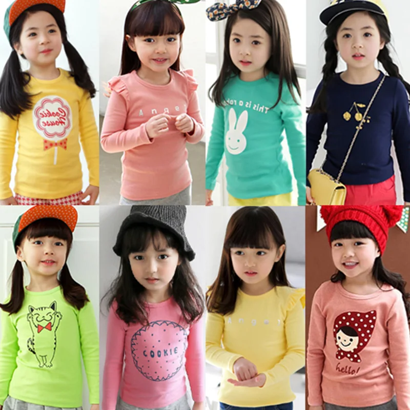 SheeCute Camiseta manga larga niña – Estampado dibujos animados