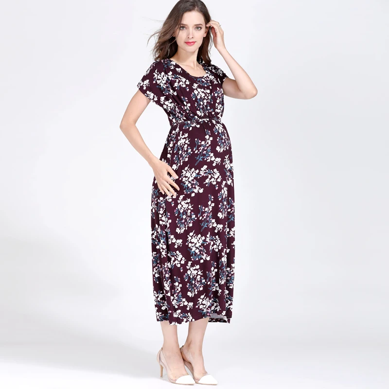 Vestido de lactancia floral de maternidad con abertura cómoda - imagen 3