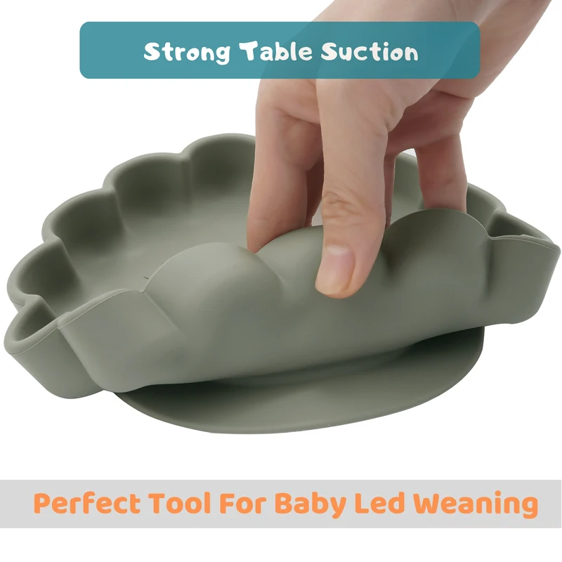 Cuenco de silicona con flores para bebé – Vajilla infantil lavable - imagen 3