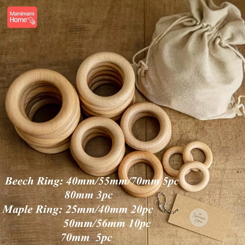 Anillo mordedor de madera natural para bebé