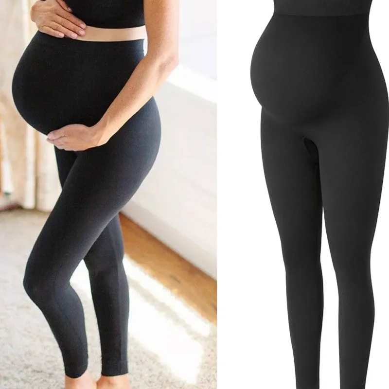 Pantalones yoga premamá cintura alta con soporte para vientre