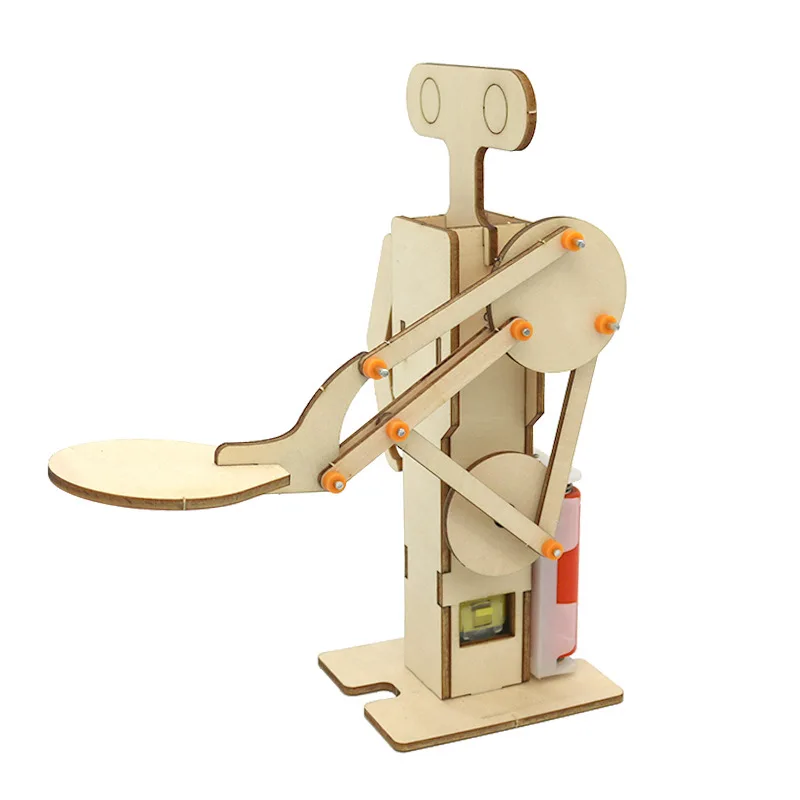 Robot de ventilador oscilante eléctrico de madera, modelo de bricolaje