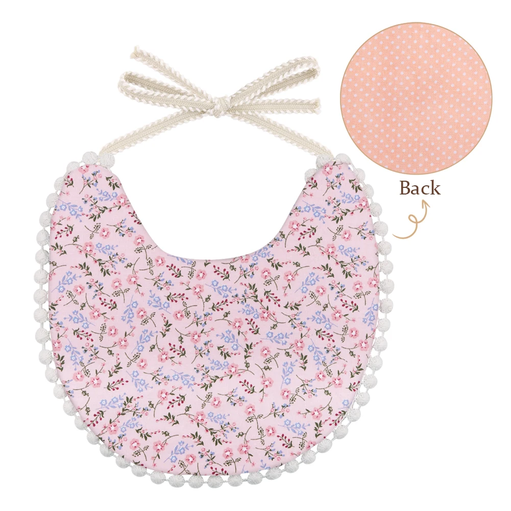 Baberos para bebé de lino y algodón – Dos capas con estampado floral - imagen 3