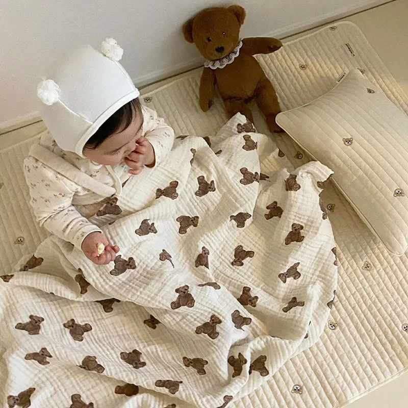Manta envolvente de muselina para bebé estampado oso - imagen 2