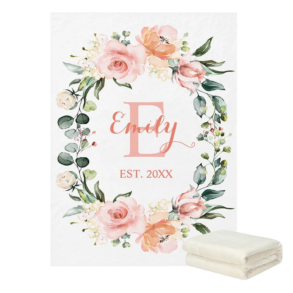 LVYZIHO Manta de bebé personalizada con nombre felpa y regalo - imagen 2