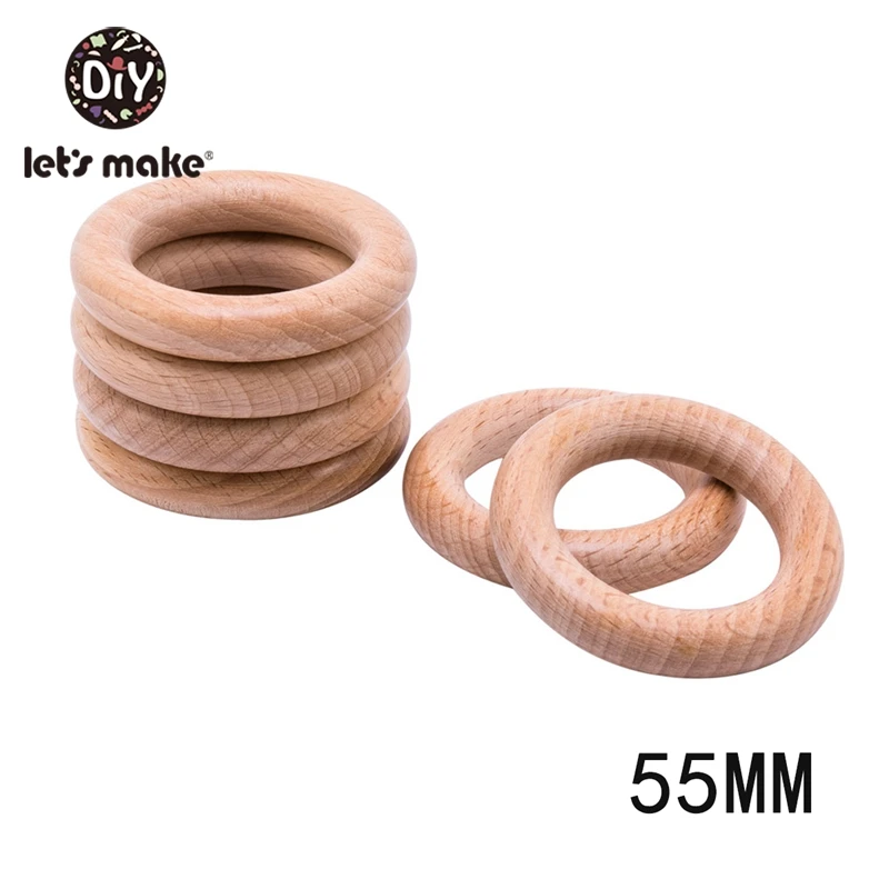 Anillos de dentición de madera de haya en varios tamaños
