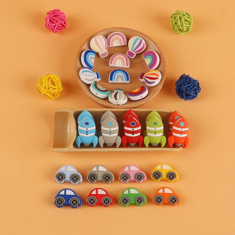 Cuentas de silicona forma cohete arcoíris para bisutería infantil - imagen 5
