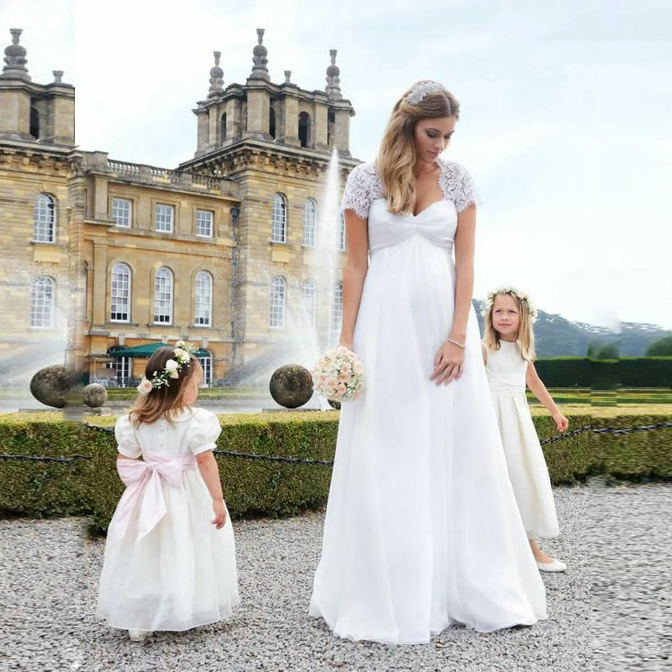 Vestido de maternidad para sesión de fotos – Estilo maxi con hombros descubiertos - imagen 2