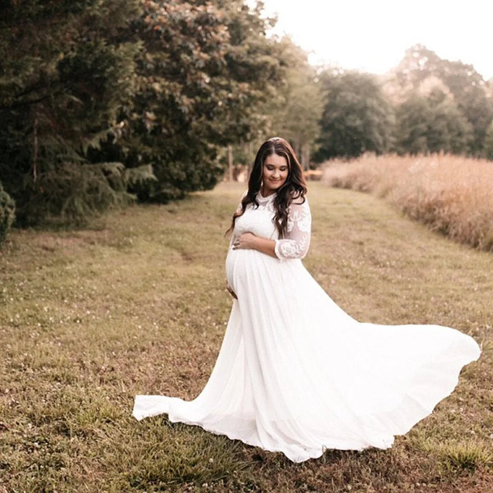 Vestido de encaje en sesión de fotos