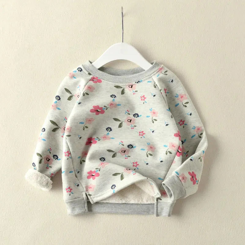 Jersey floral de cuello redondo para niñas de primavera