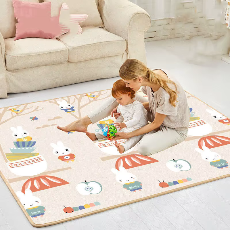 Alfombra de juegos para bebés plegable para gatear, suave - imagen 2
