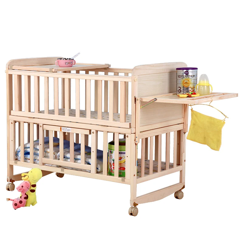 Cuna evolutiva de madera convertible con estante