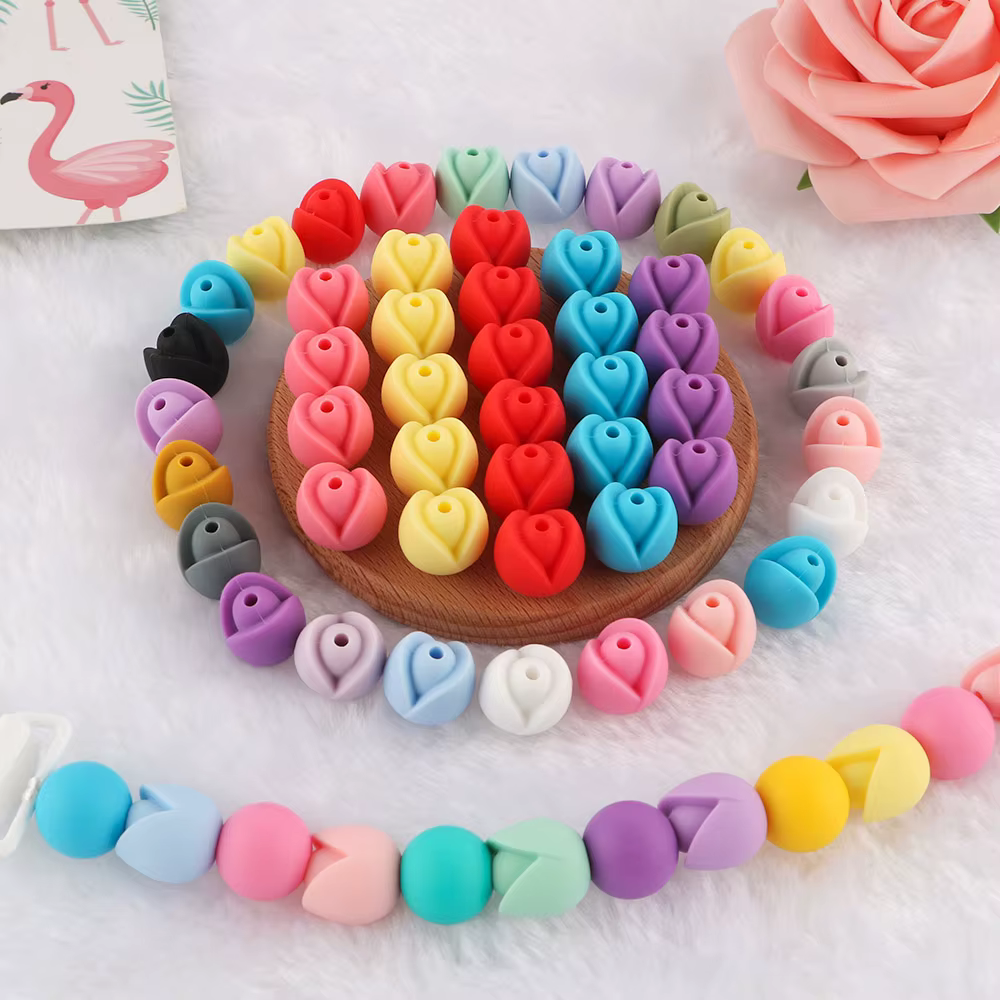 Cuentas de silicona con forma de tulipán para bisutería – Pack de 20 piezas - imagen 4