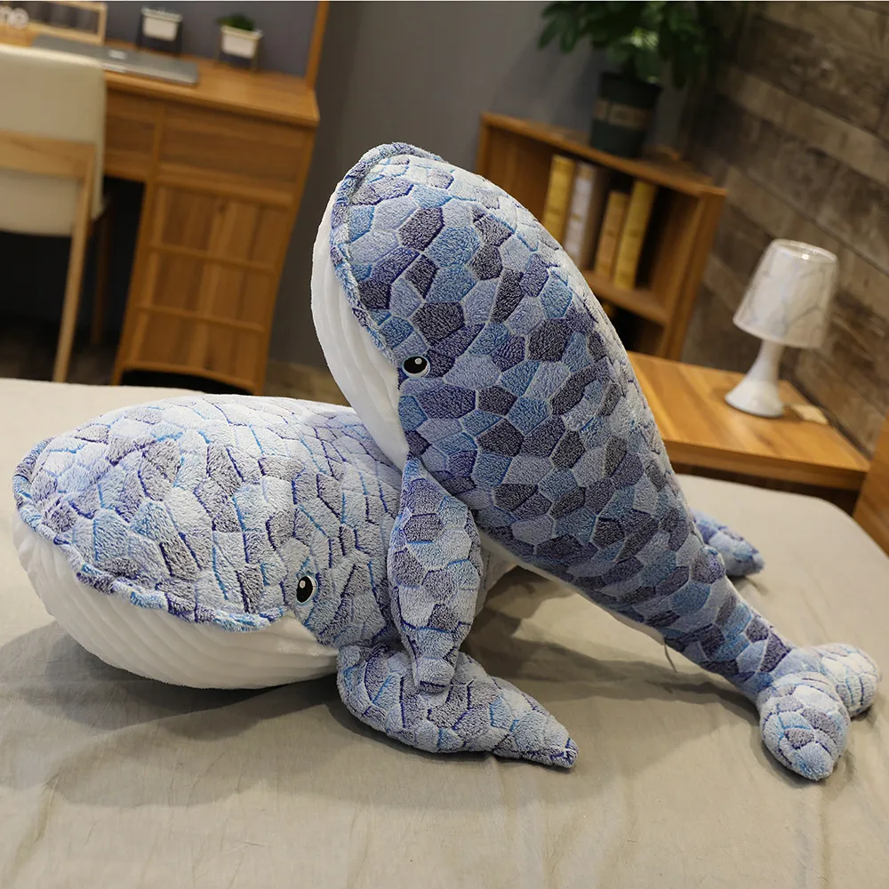 Almohada de peluche tiburón azul gigante suave para bebés y niños - imagen 2