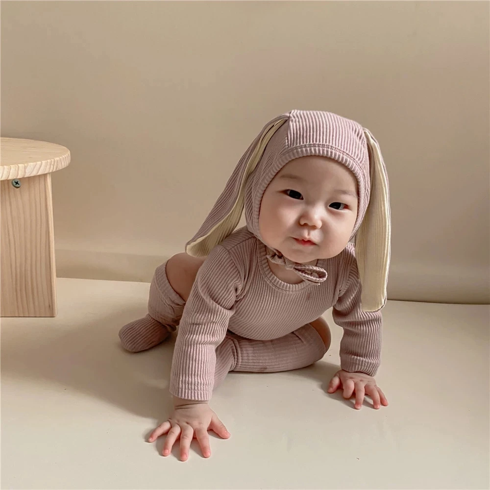 MILANCEL mono capucha conejito bebé recién nacido – Gorro orejitas y calcetines
