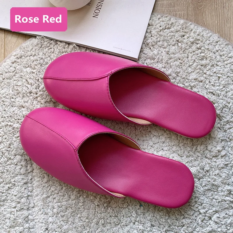 Zapatillas de interior de cuero PU impermeables para mujer - imagen 2