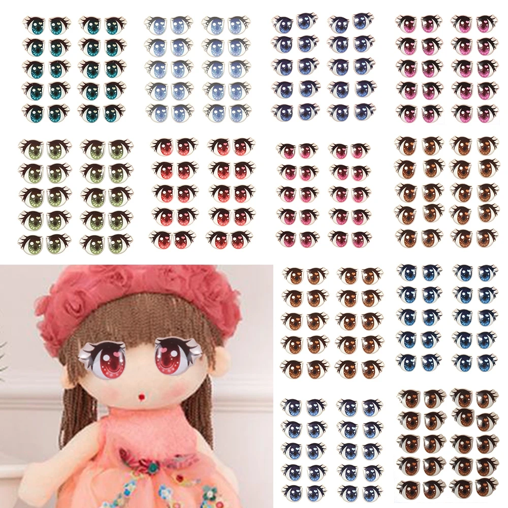 Ojos adhesivos para muñecas de felpa – Estilo anime con pestañas - imagen 4